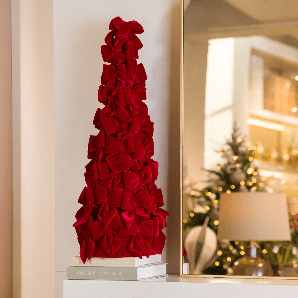 Burgundy Velvet Bow Christmas Tree