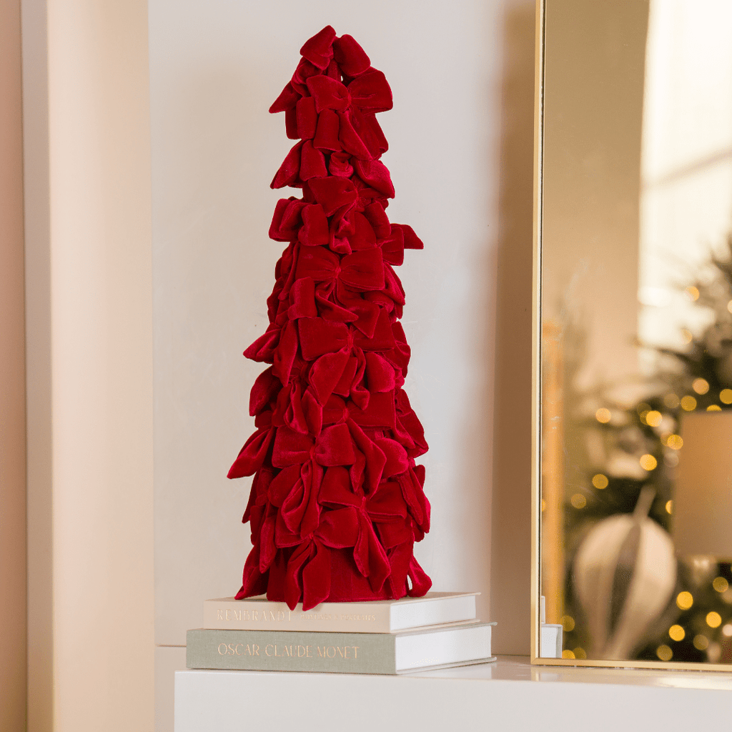 Burgundy Velvet Bow Christmas Tree