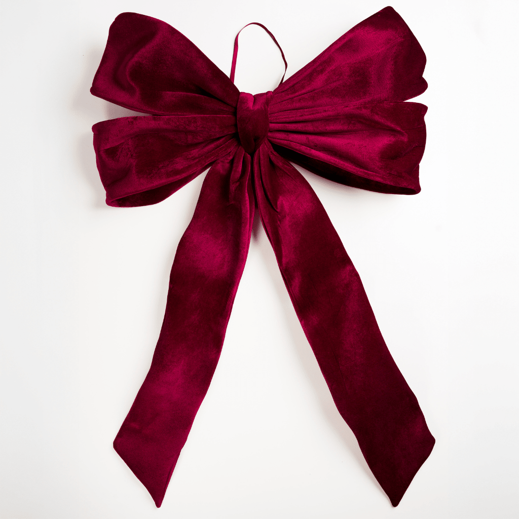 Burgundy Velvet Festive Bow Topper