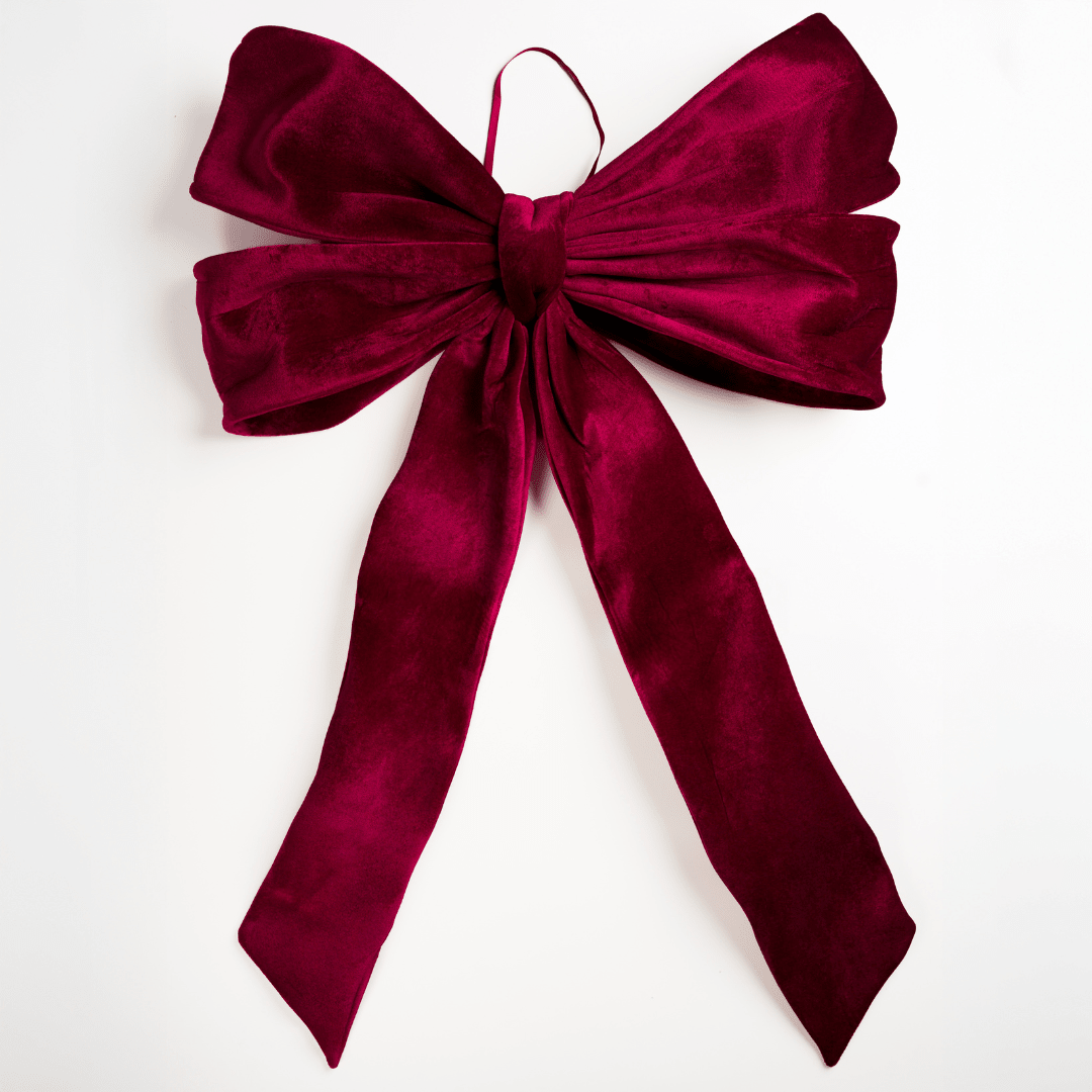 Burgundy Velvet Festive Bow Topper