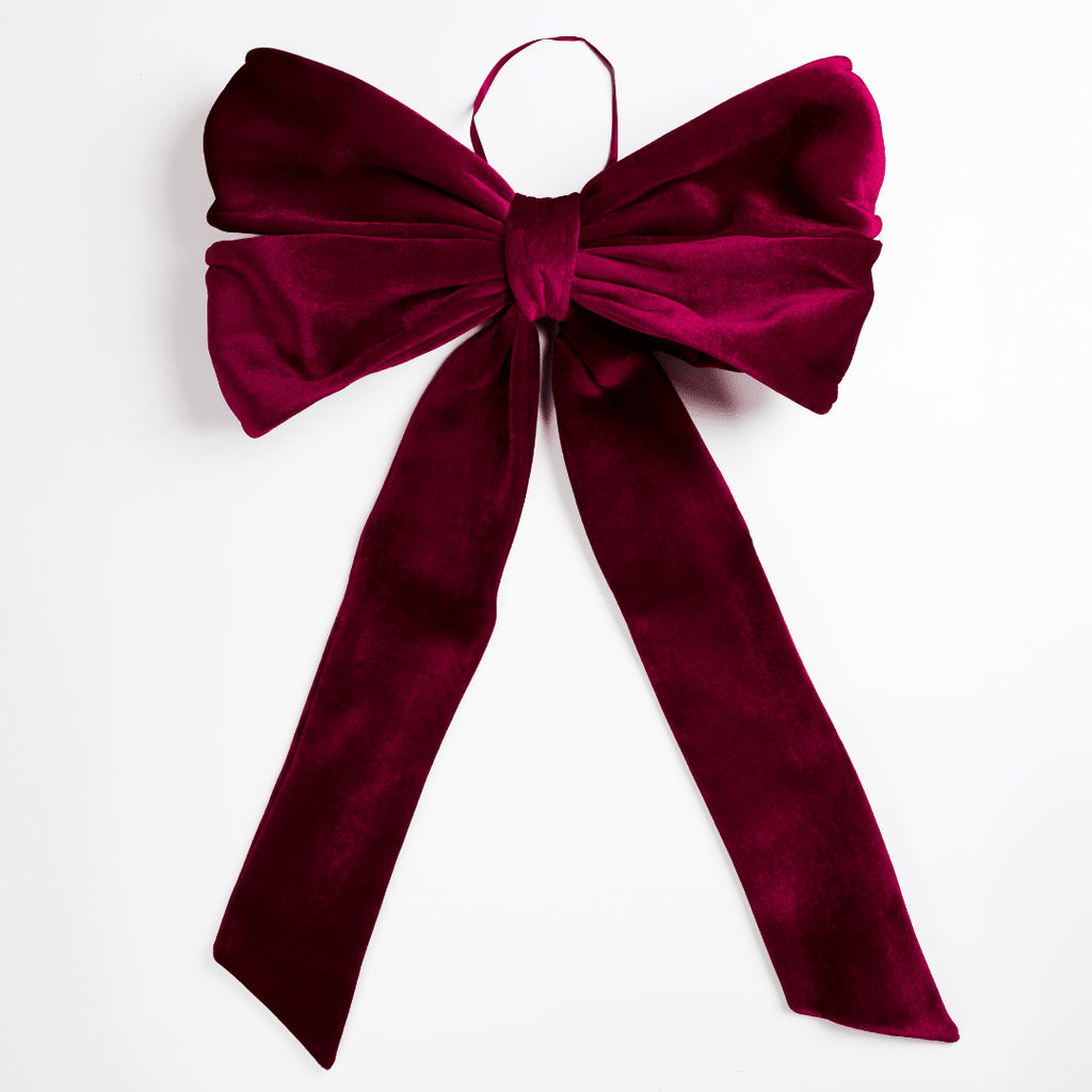 Burgundy Velvet Festive Bow Topper