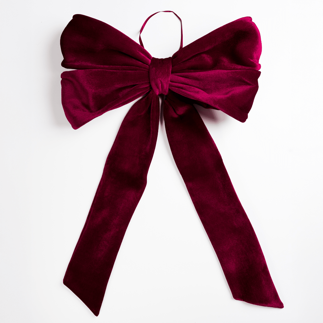 Burgundy Velvet Festive Bow Topper