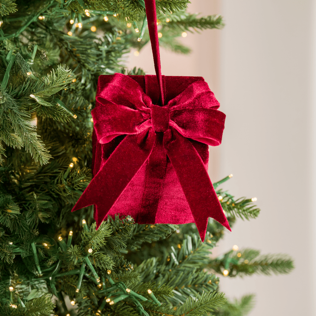 Burgundy Velvet Gift Box Ornament