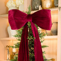 Burgundy Velvet Large Padded Bow Topper with Tails