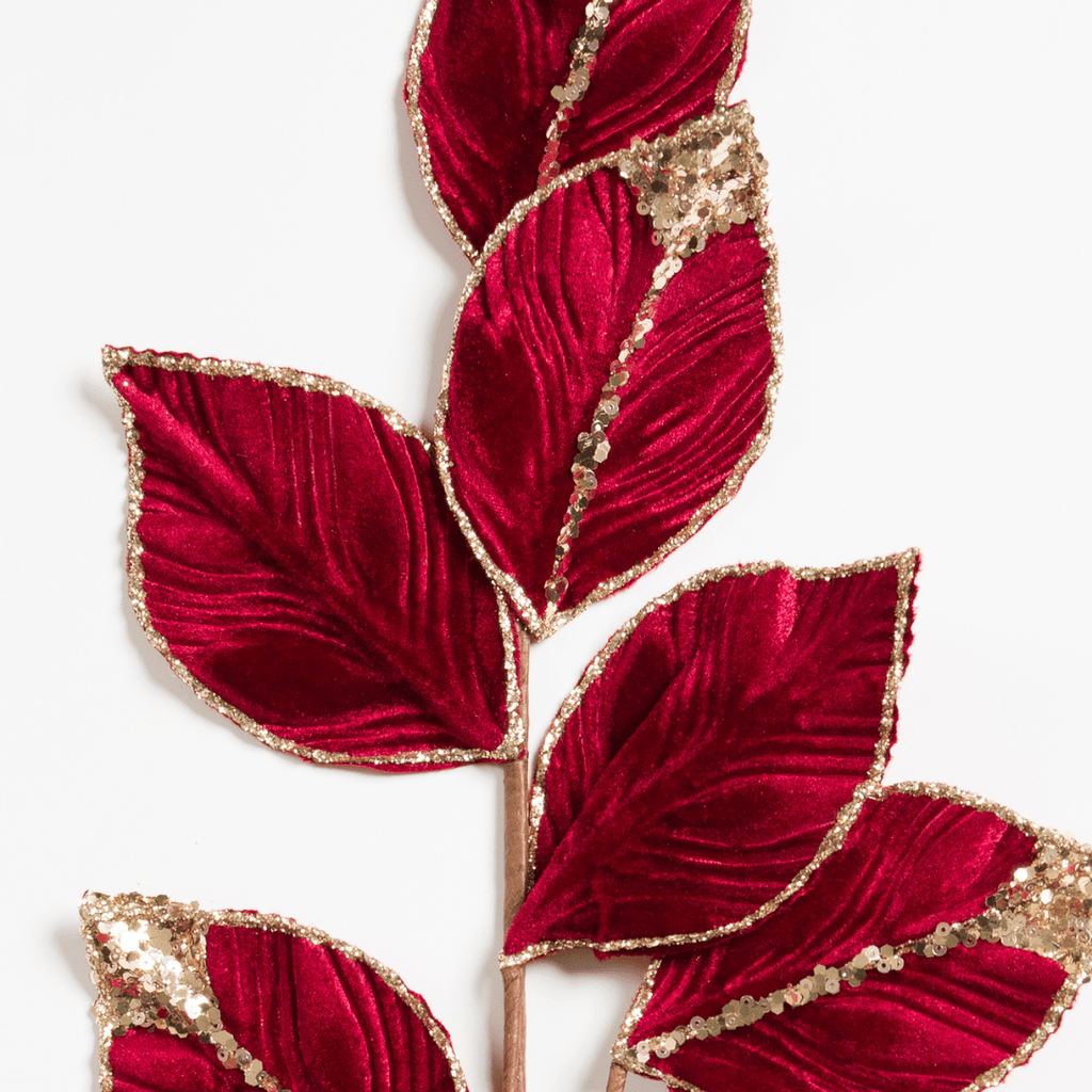 Burgundy Velvet Leaf Pick with Champagne Tips