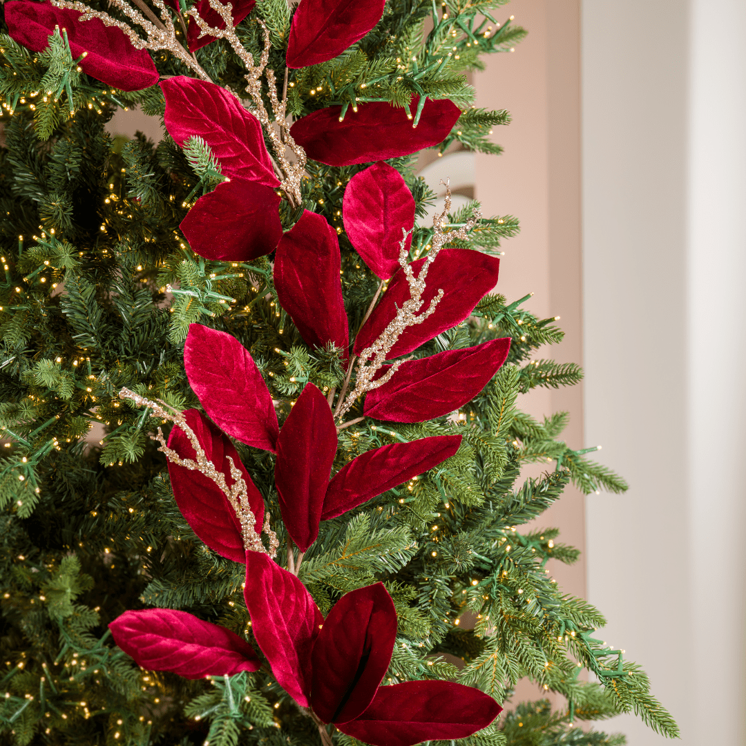 Burgundy Velvet Magnolia Garland with Champagne Detail