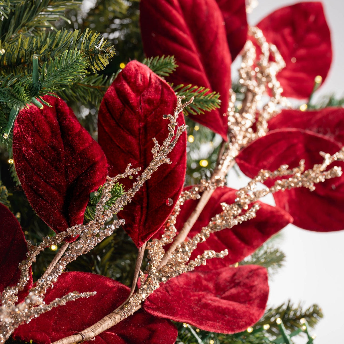 Burgundy Velvet Magnolia Garland with Champagne Detail