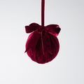 Burgundy Velvet Ornament with Bow 4"