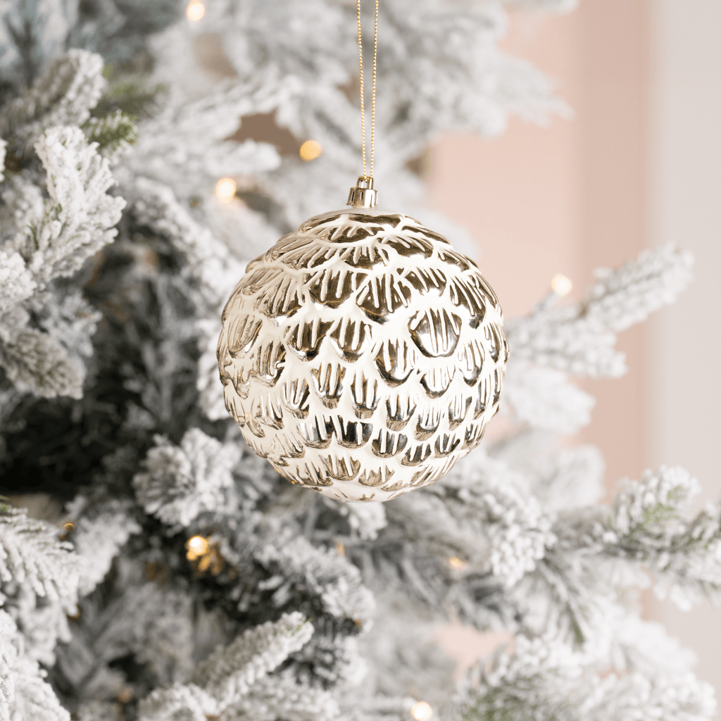 Champagne Beige Pine Cone Ornament 5"