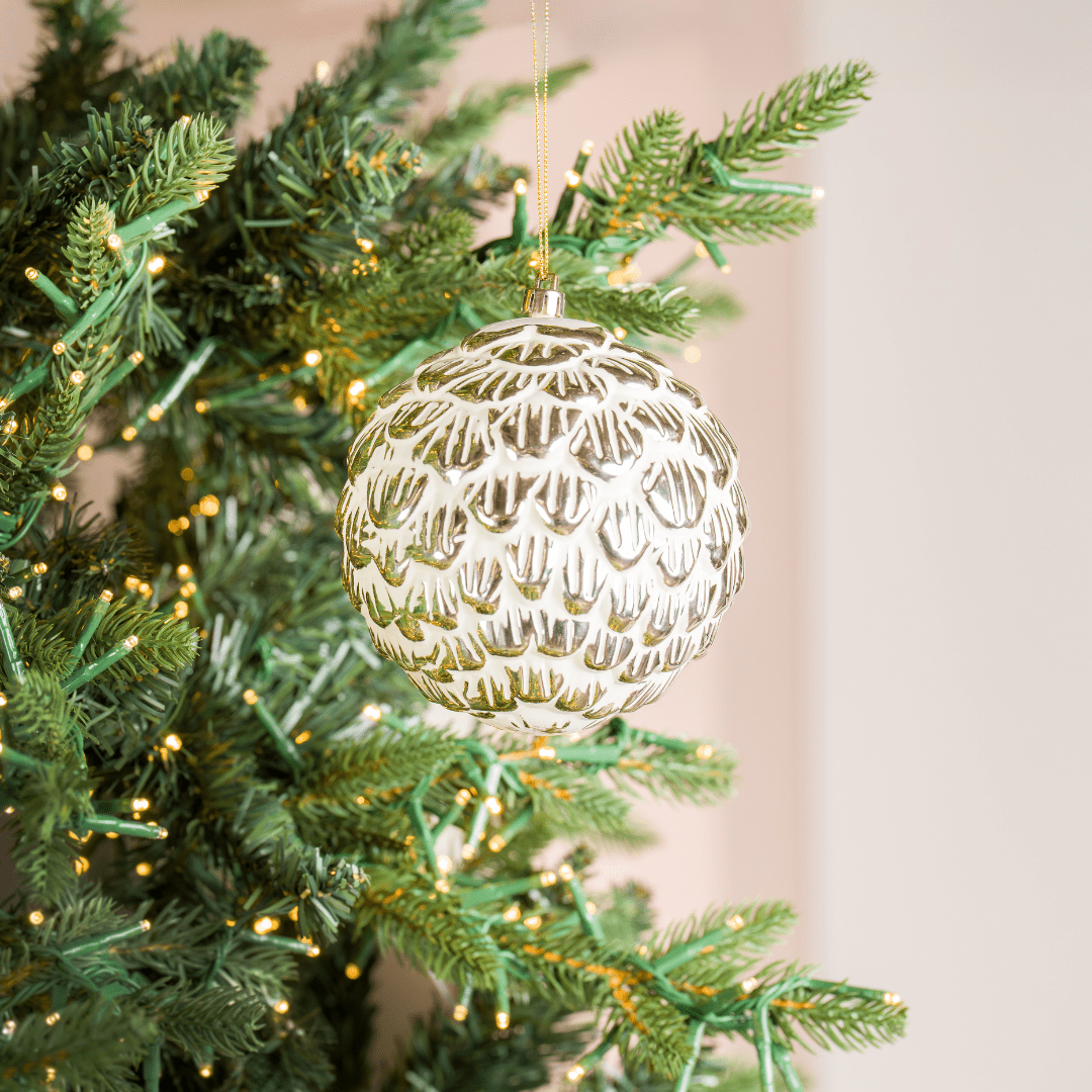 Champagne Beige Pine Cone Ornament 5"