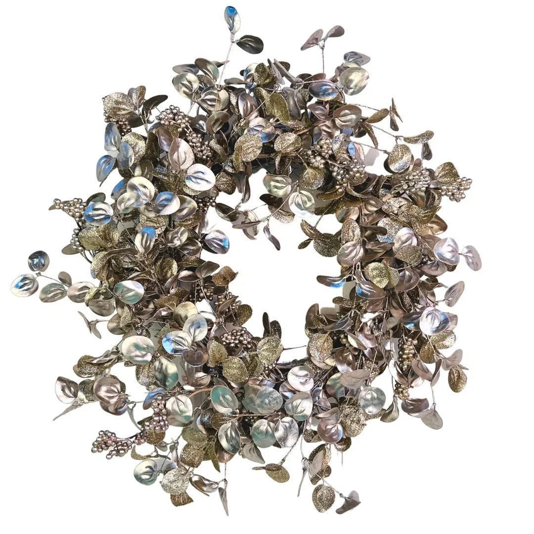 Champagne Euclyptus leaves & berry cluster wreath