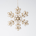 Champagne & Pearl Metal Snowflake Ornament 6.5"