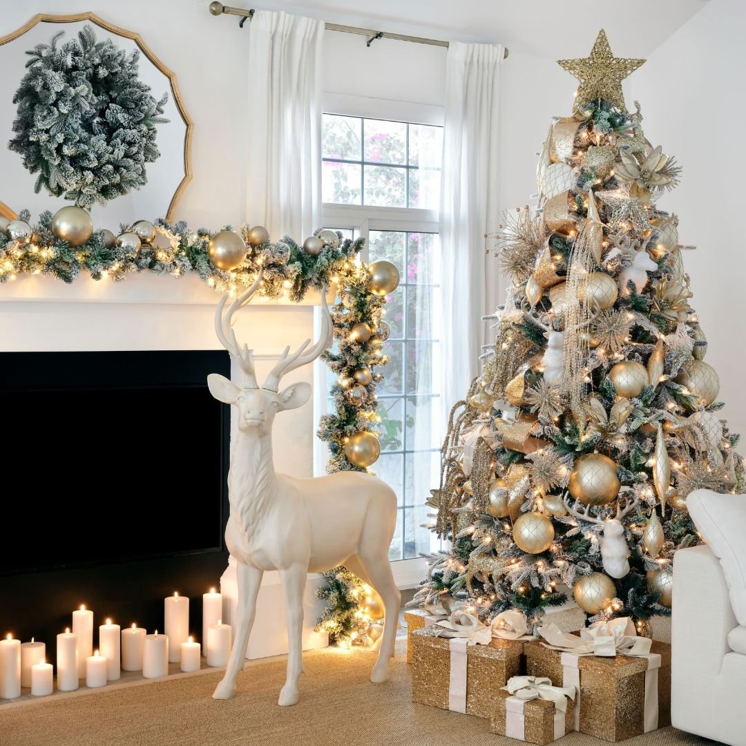 Champagne Reindeer Head Ornament with Faux Fur