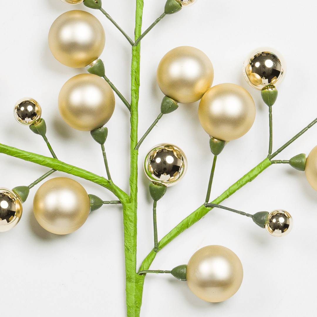 Champagne Shiny & Matte Ball Spray Pick 27"