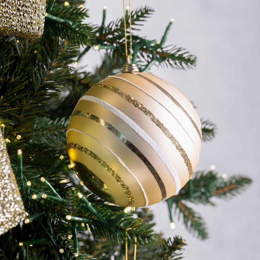 Champagne Swirl Ornament With White & Glitter Details