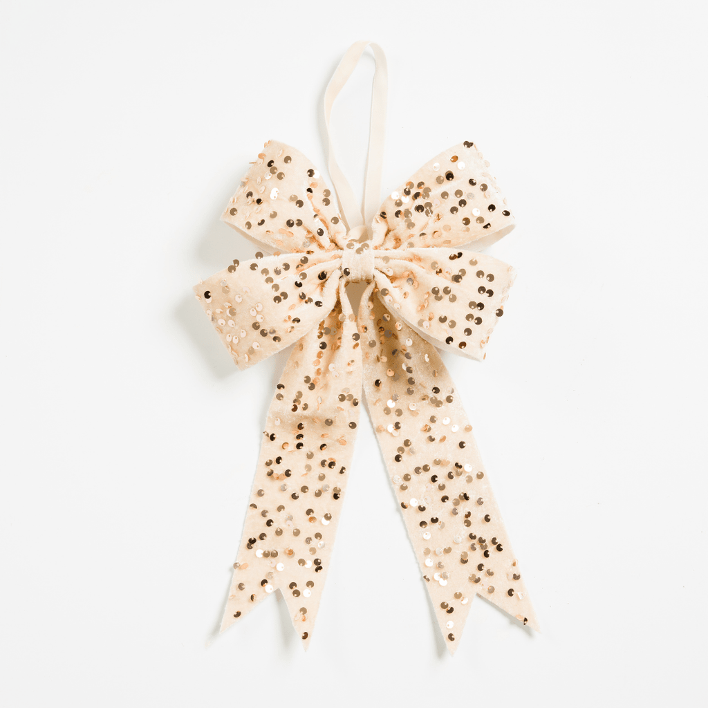 Champagne Velvet Sequin Bow