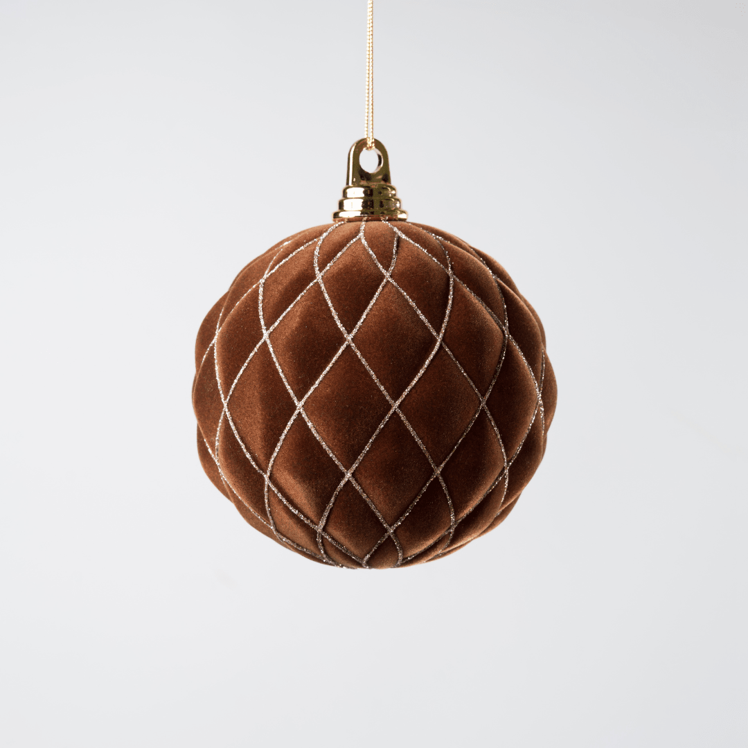 Coffee Flocked 6" Shatterproof Ball Ornament
