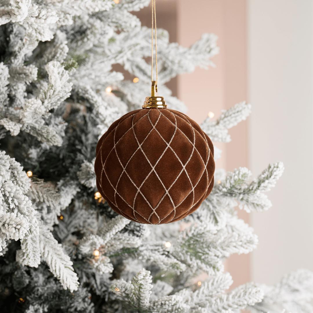 Coffee Flocked 6" Shatterproof Ball Ornament