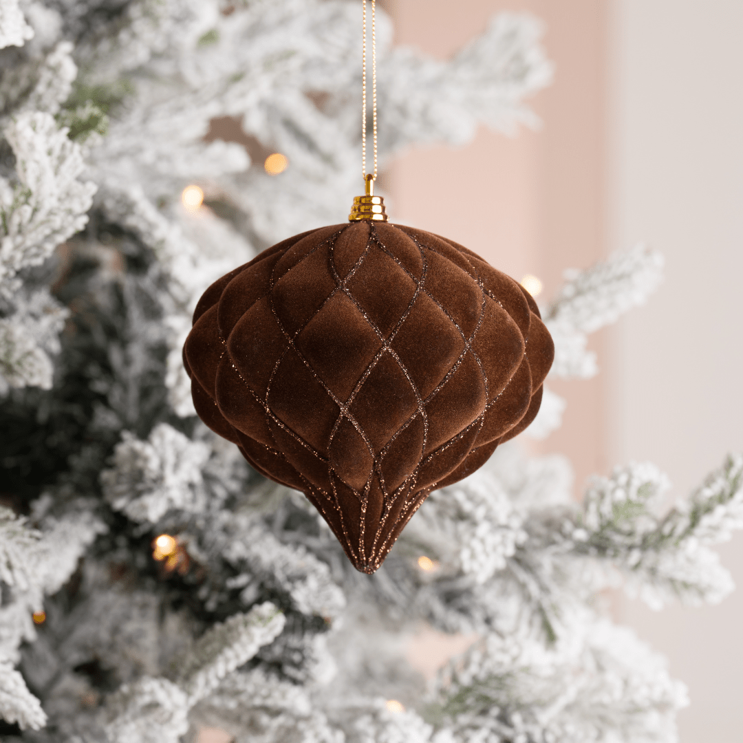 Coffee Flocked 6" Shatterproof Onion Ornament