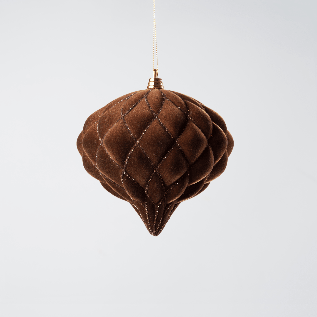 Coffee Flocked 6" Shatterproof Onion Ornament