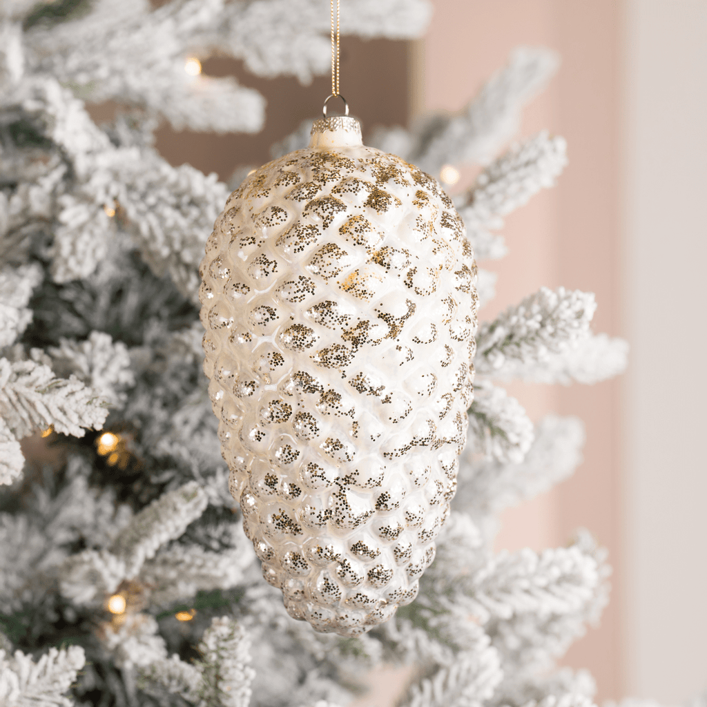 Cream Glass Pinecone Ornament