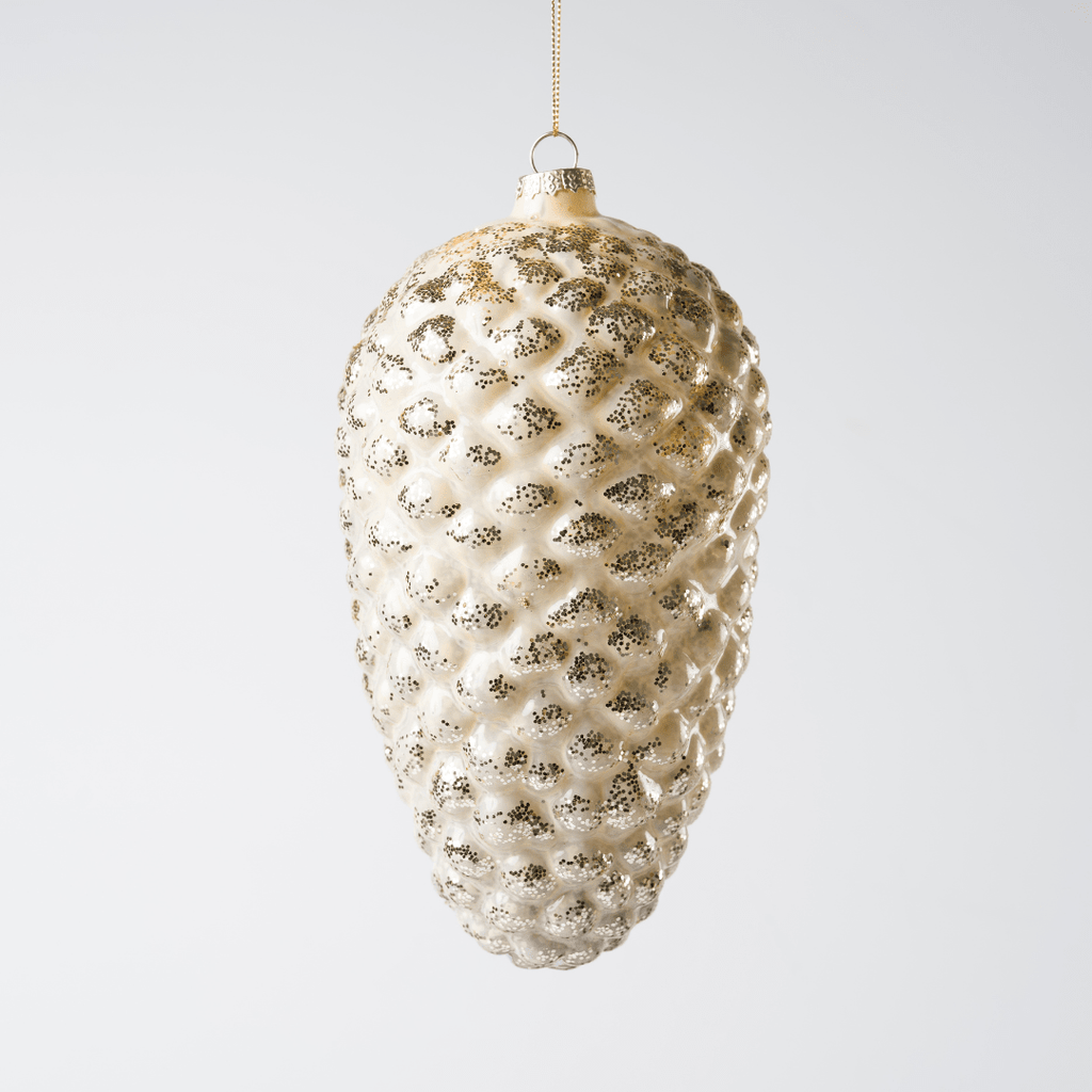 Cream Glass Pinecone Ornament