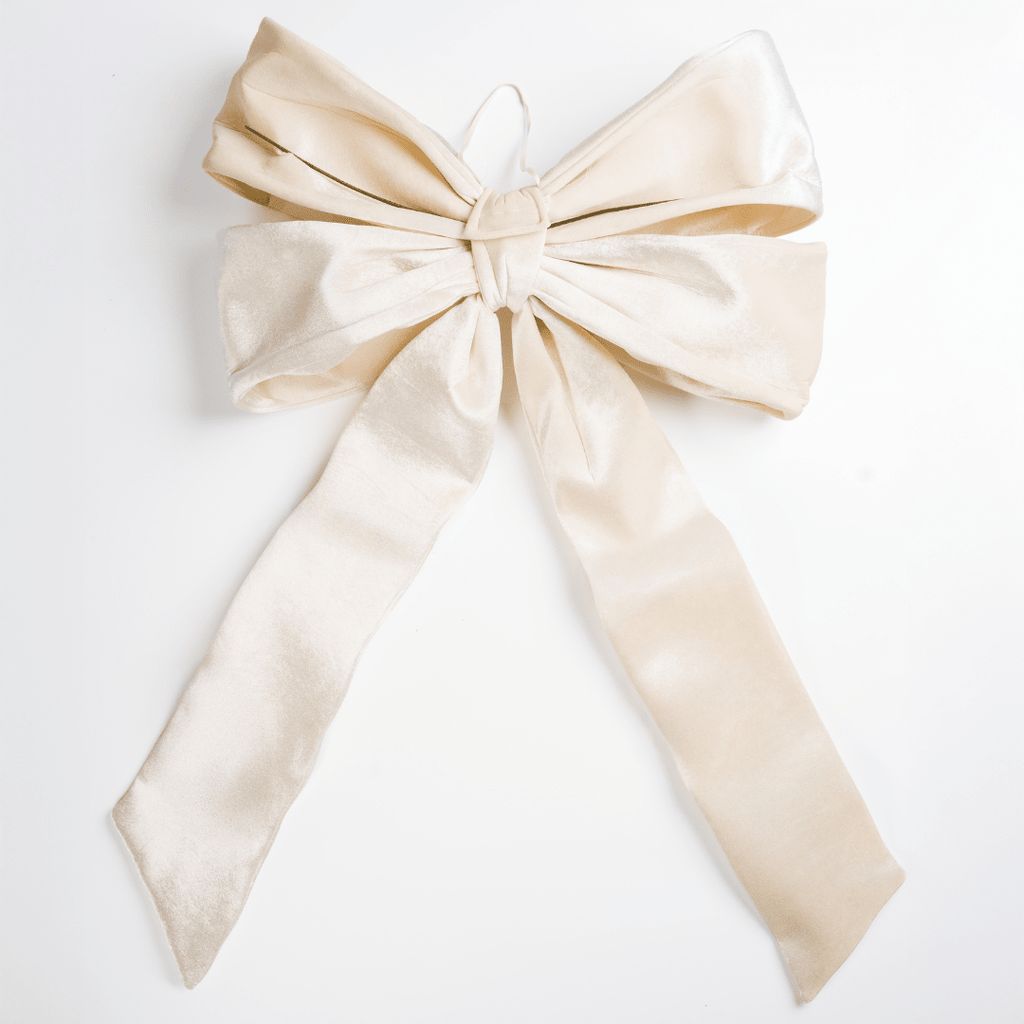 Cream Velvet Festive Bow Topper