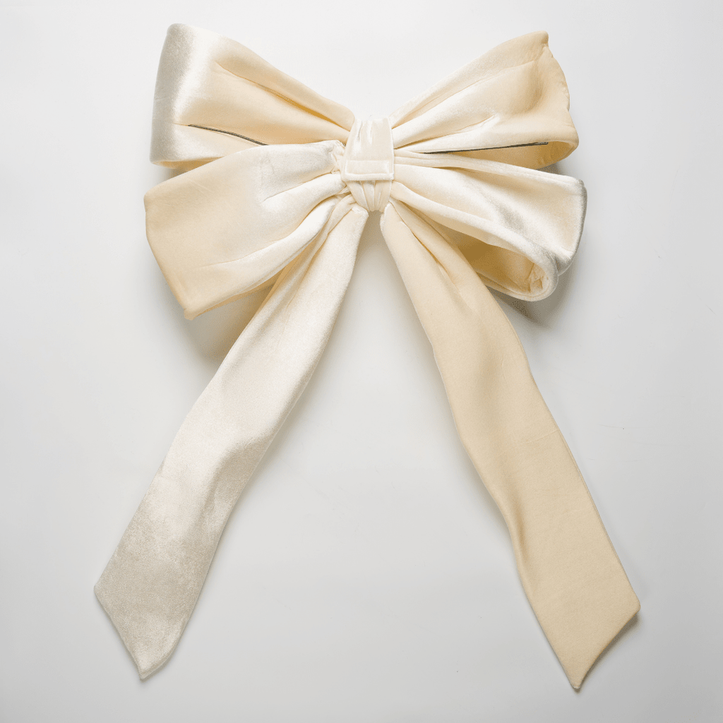 Cream Velvet Festive Bow Topper
