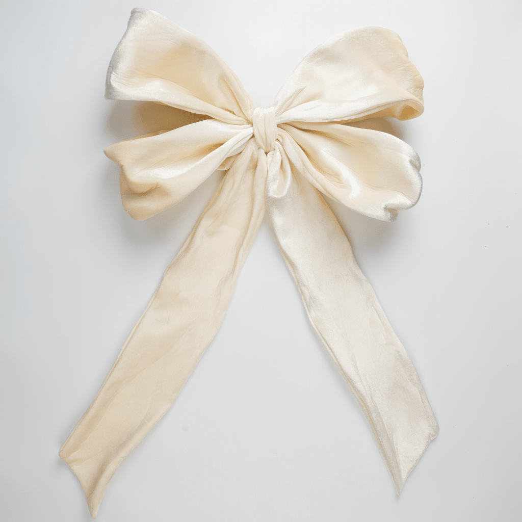 Cream Velvet Festive Bow Topper