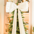 Cream Velvet Padded Bow Topper with Tails