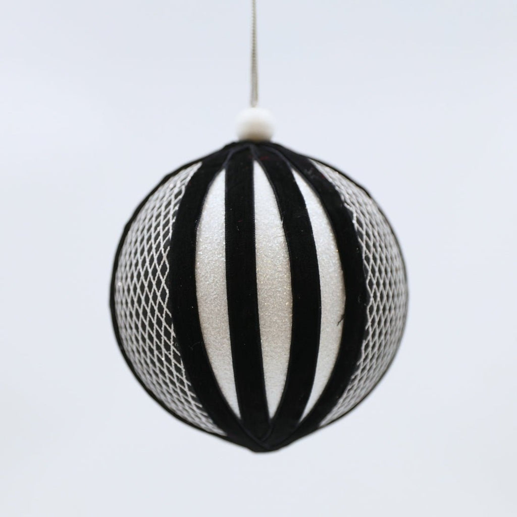 Cross Textured Monochrome Velvet Ball Ornament