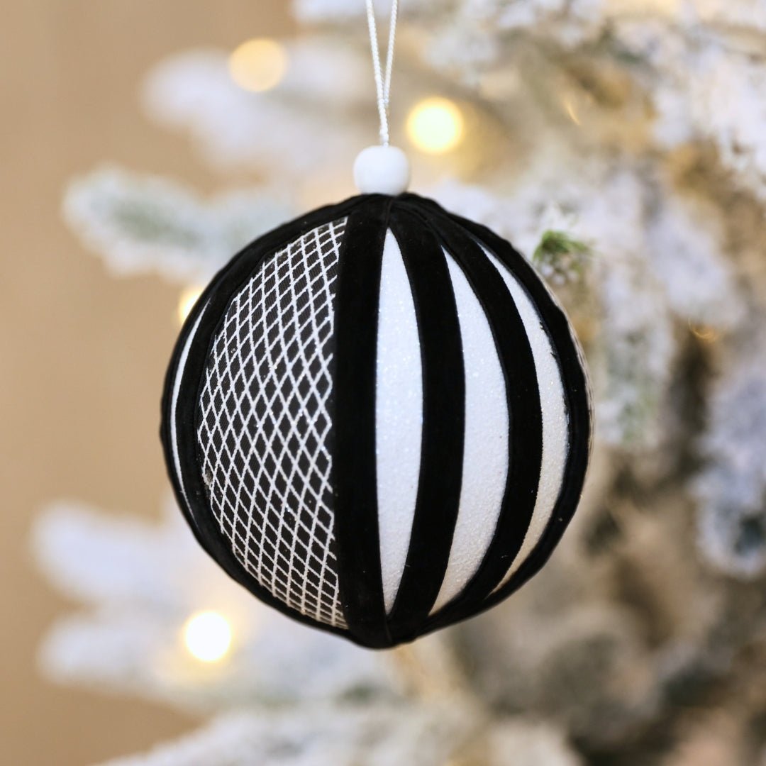 Cross Textured Monochrome Velvet Ball Ornament