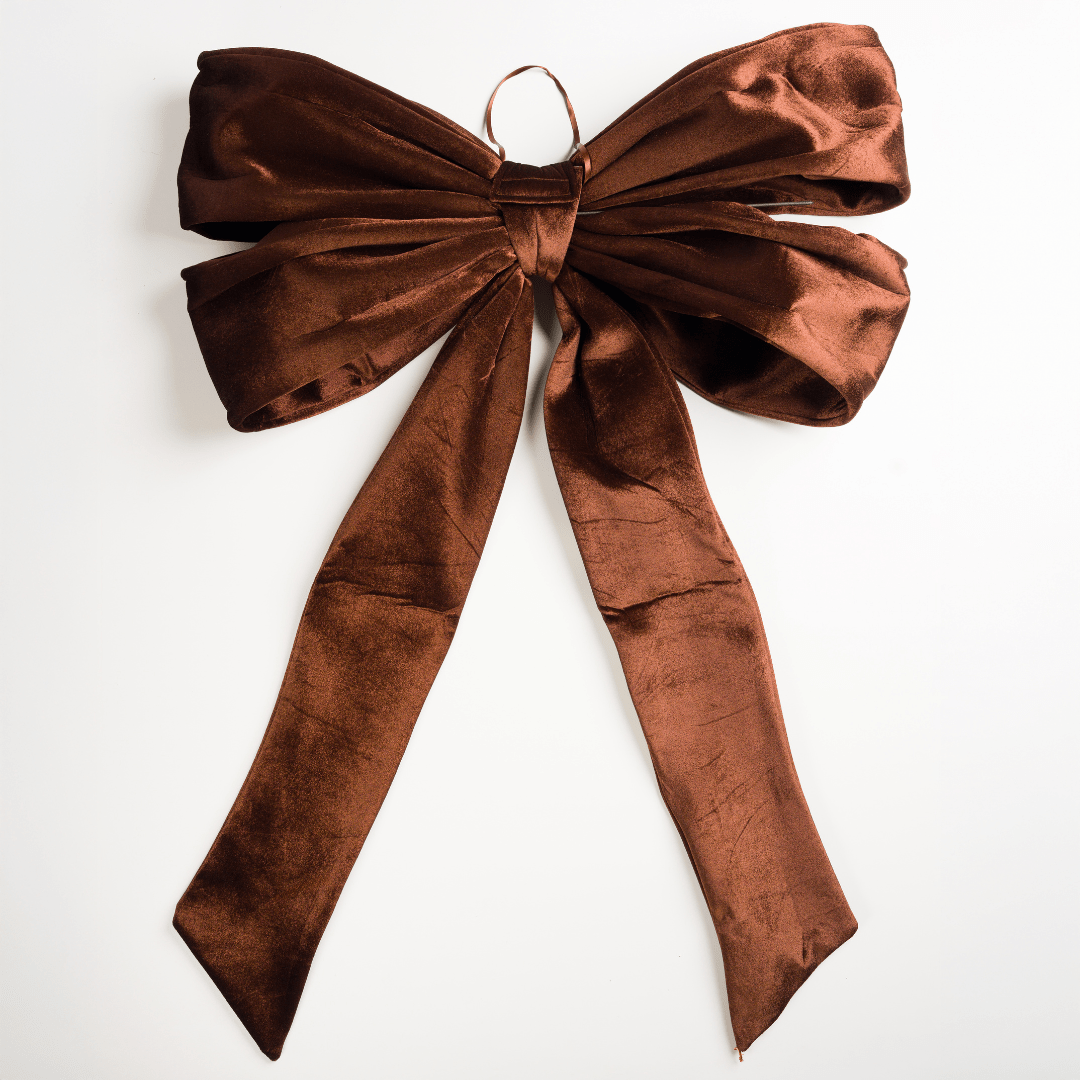 Dark Brown Velvet Festive Large Bow Topper Large