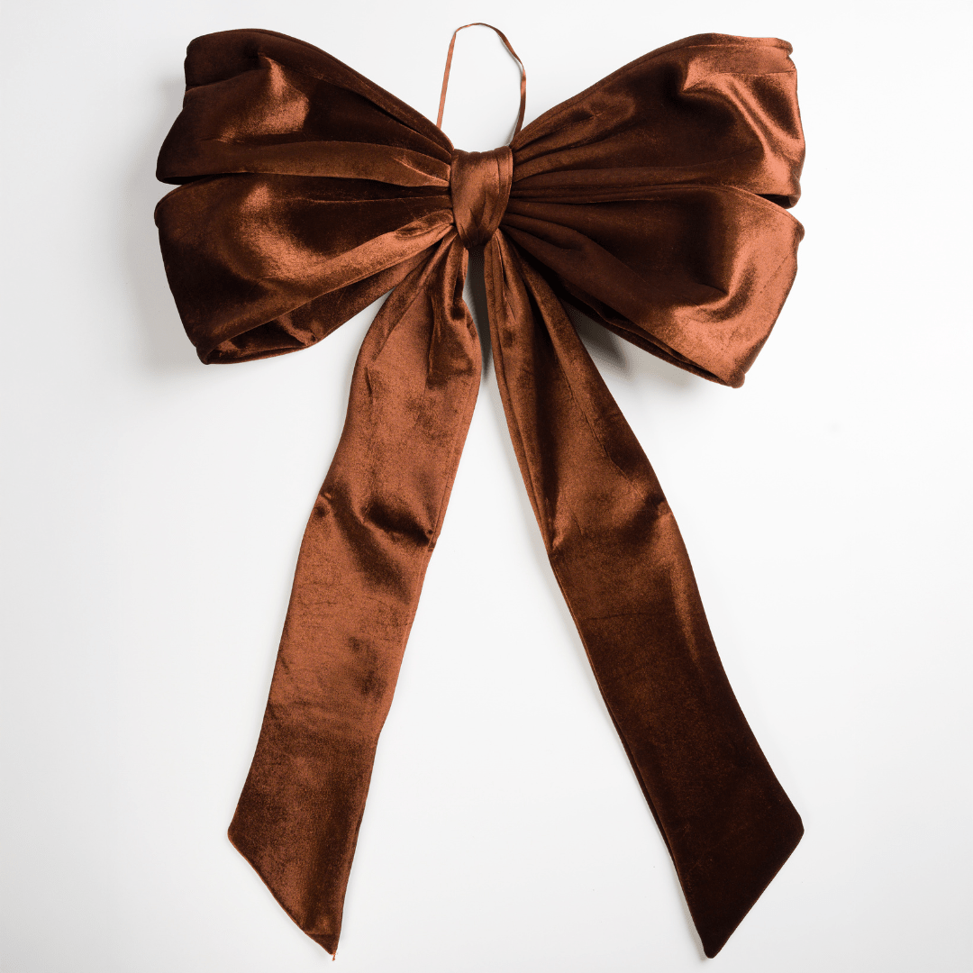 Dark Brown Velvet Festive Large Bow Topper Large