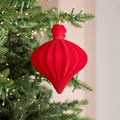 Dark Red Flocked Glitter Shatterproof Ornament 7"