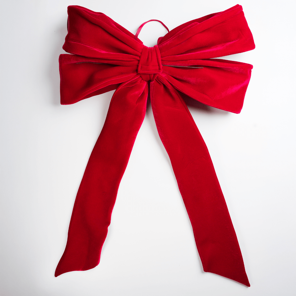 Deep Red Velvet Festive Bow Topper