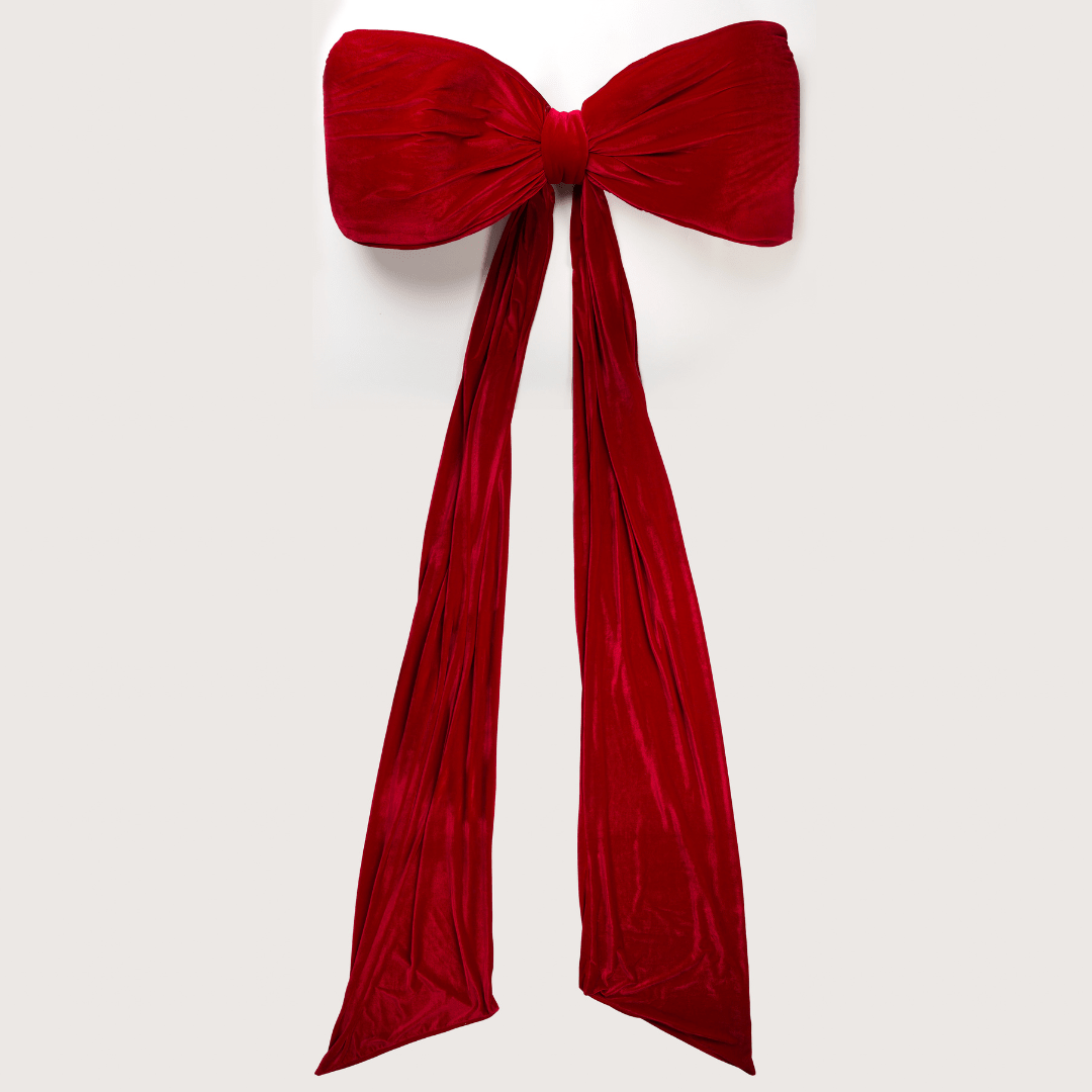 Red Single Loop Oversized Bow Topper with Elongated Tails