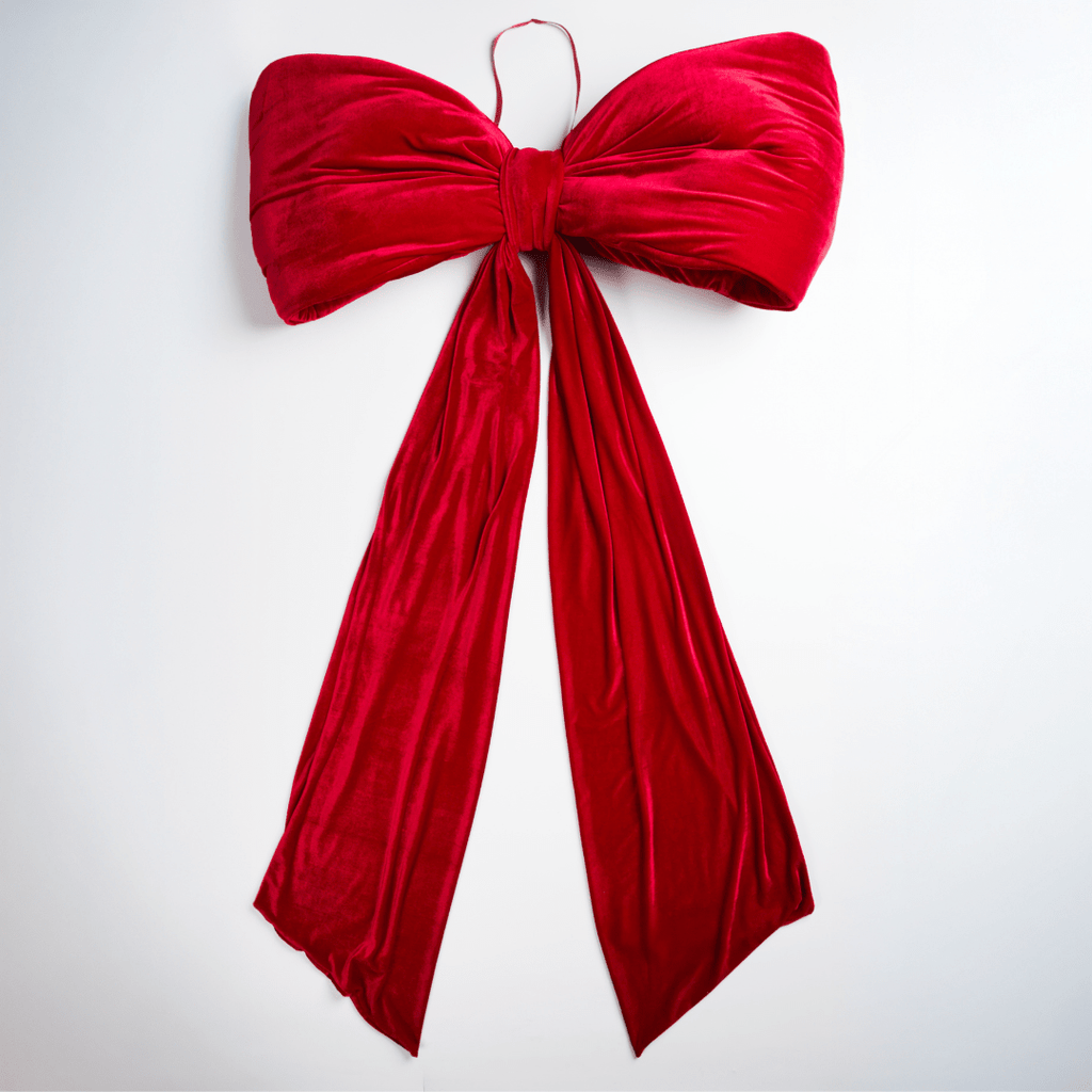 Red Single Loop Oversized Bow Topper with Elongated Tails