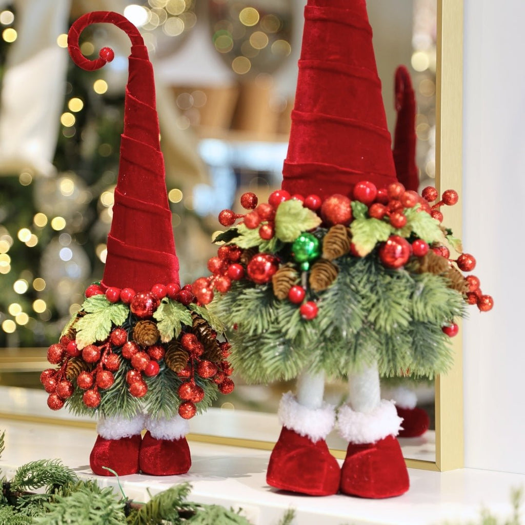 Elf Tabletop Decoration With Holly Leaves & Berries