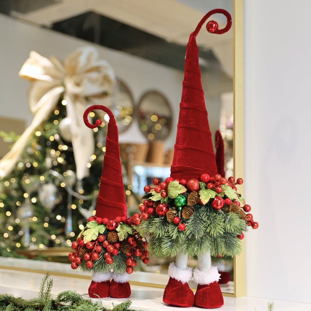 Elf Tabletop Decoration With Holly Leaves & Berries