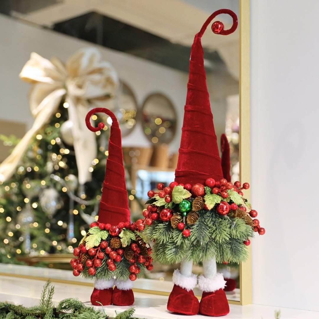 Elf Tabletop Decoration With Holly Leaves & Berries