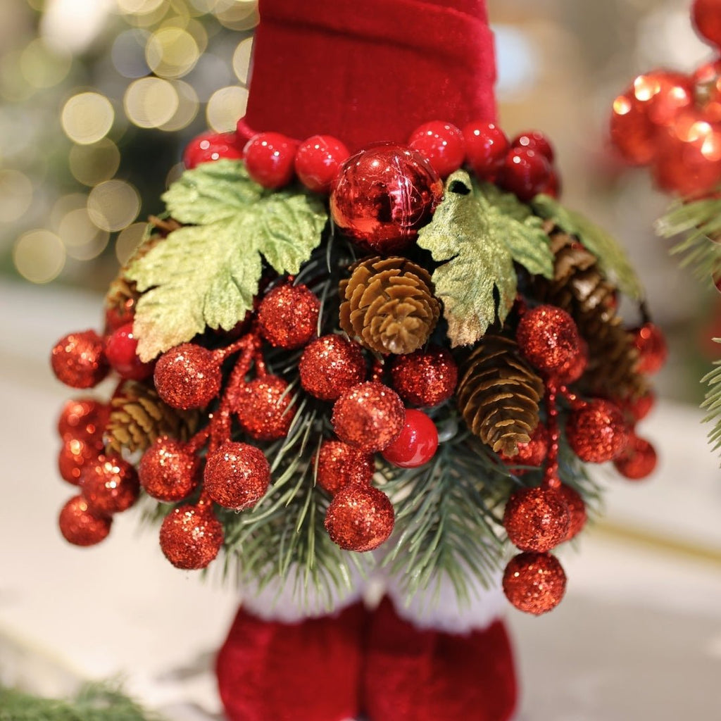 Elf Tabletop Decoration With Holly Leaves & Berries