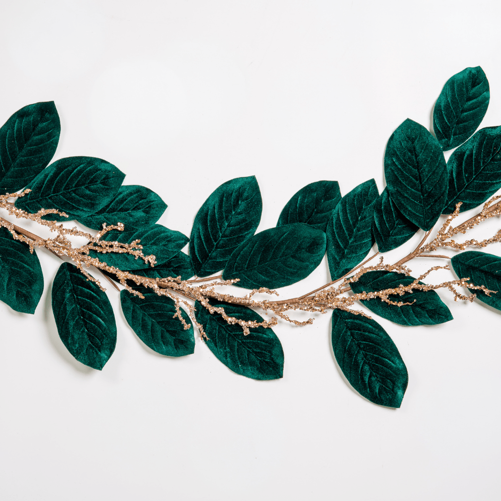 Emerald green Velvet Magnolia Leaf Garland