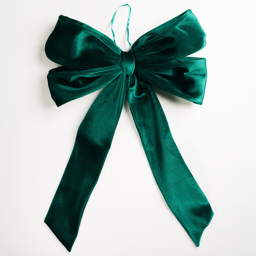 Emerald Velvet Festive Medium Bow Topper