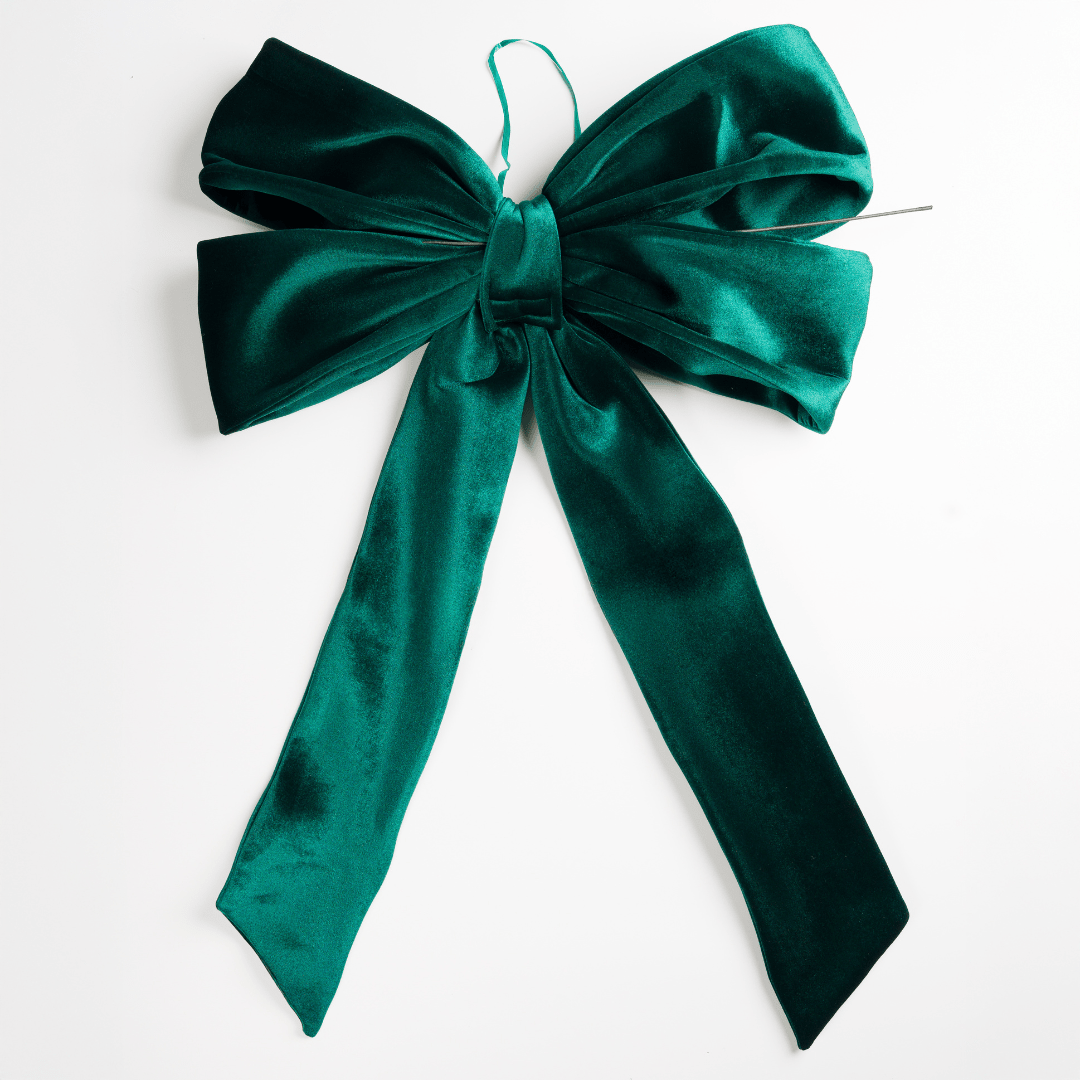 Emerald Velvet Festive Medium Bow Topper