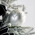 Frosted Glass Ornament  with Silver Leaf Motif