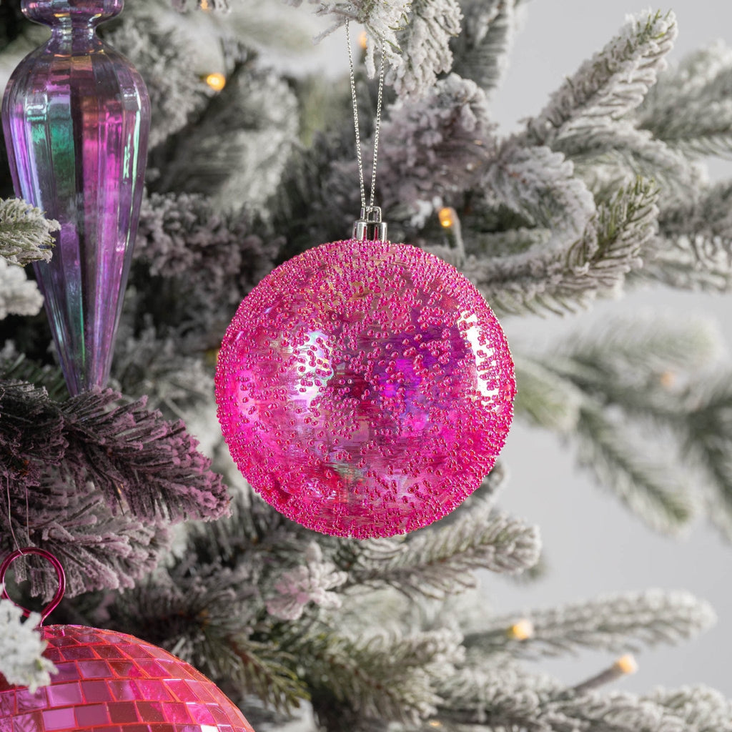 Fuchsia Iridescent textured Ball Ornament - 4"