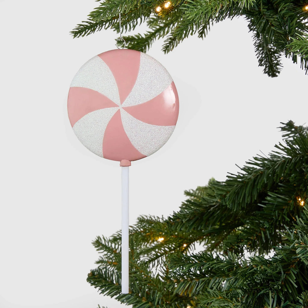 Glitter Dusted Lollipop Ornament