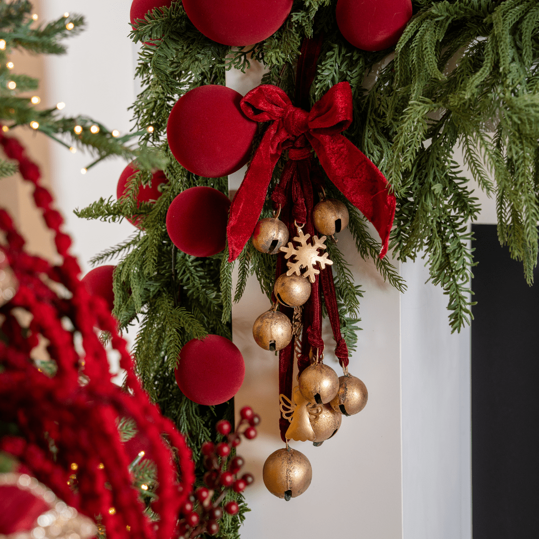 Gold & Burgundy Ornament Metal Cluster