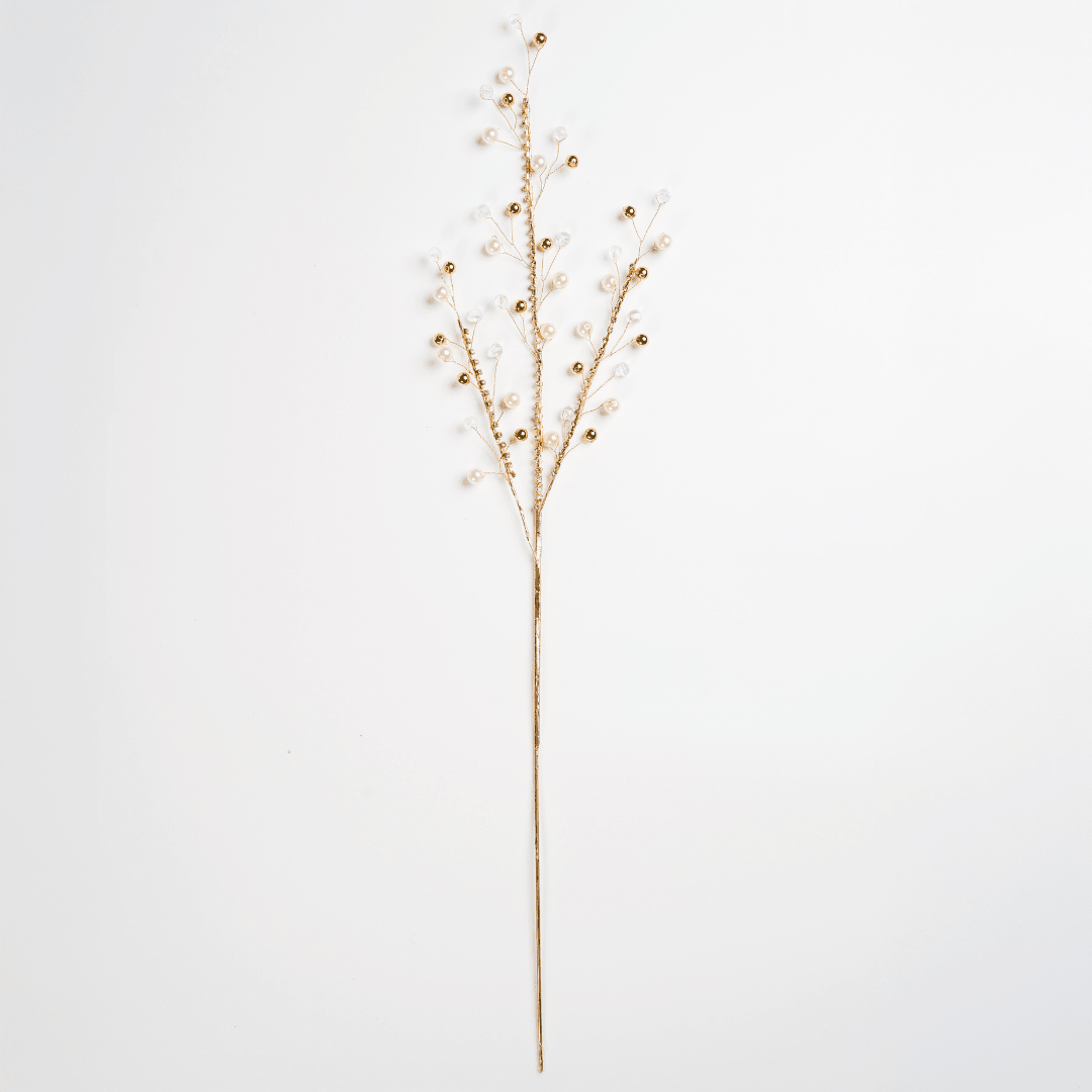 Gold Decorative Pick with Structured Adorned Stems